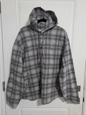 Zara Men's Hooded Seersucker Overshirt Jacket - Size L